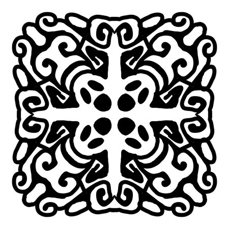 Ornament black white card with mandala. Geometric circle element made in vectorの写真素材