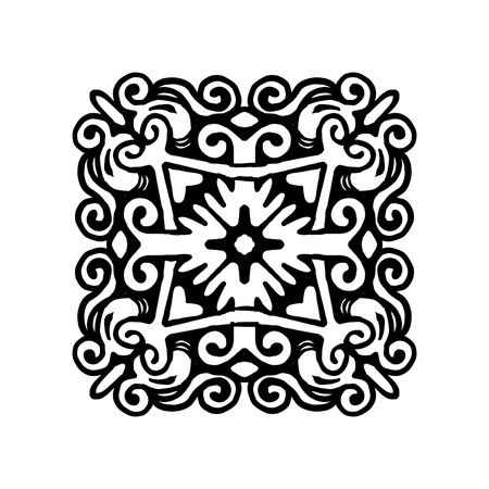 Ornament black white card with mandala. Geometric circle element made in vectorの写真素材