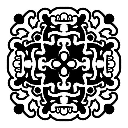 Black and White Mandala, vintage line drawing or engraving illustrationの写真素材