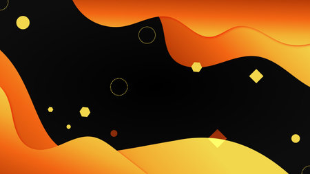 Flat Geometric Modern background with orange and black background Premium Vectorのイラスト素材