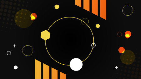 Abstract geometric background with circles, lines and dots. Vector illustration.