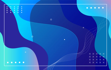 Abstract blue wave background premium vector with memphis styleのイラスト素材