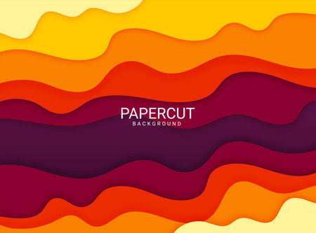 Abstract colorful paper cut shapes wave background premium vectorのイラスト素材
