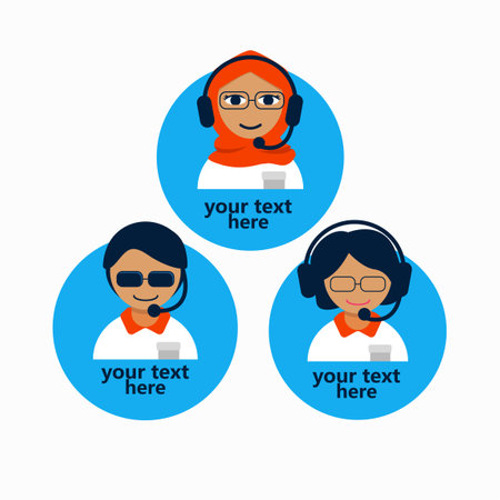Emoticon with customer service icon design premium vectorのイラスト素材