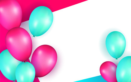 Pink and cyan balloons with white background premium vectorのイラスト素材