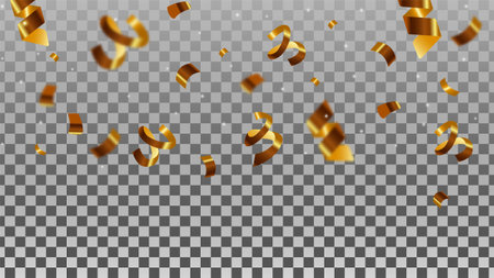 Gold confetti and stars vector with transparent backgroundのイラスト素材