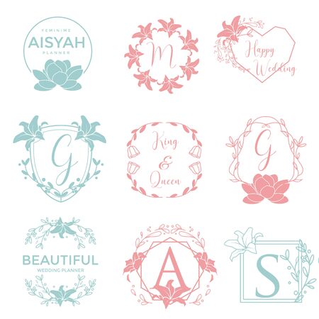 Wedding Organizer, Wedding Planner, Template, Logo, Sign, Vector Designのイラスト素材