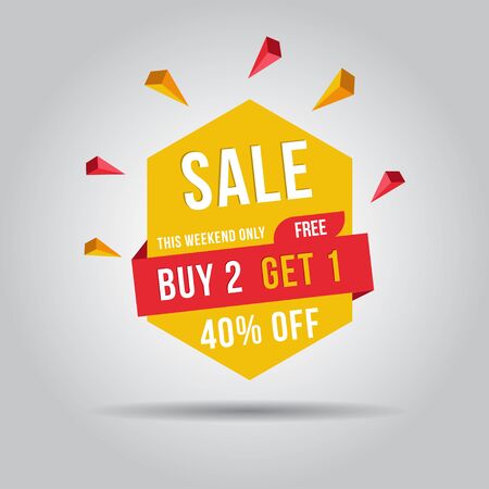 This weekend only buy 2, free get 1 sale banner, 40% off. Vector illustrationのイラスト素材