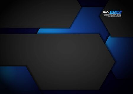 Dark background overlap layer with blue lightのイラスト素材