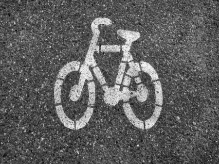 bicycle painting on streetの写真素材