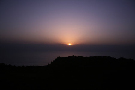 Sunset over Santorini island, Greece. Panoramic view.の写真素材