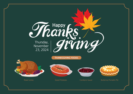 Thanksgiving various food background illustrationのイラスト素材