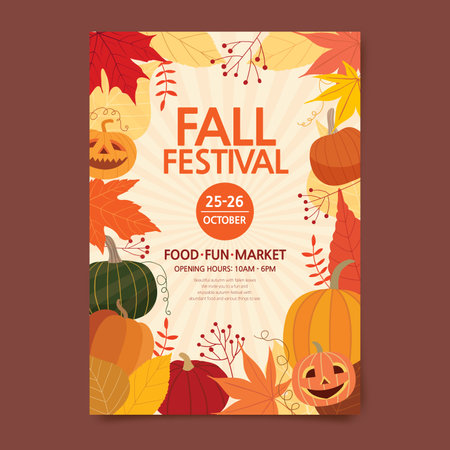 Autumn Pumpkin Festival Halloween Poster Background Imageのイラスト素材