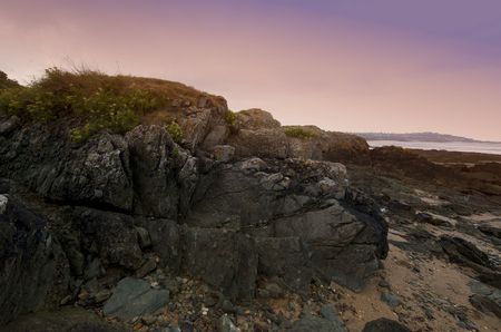 vue de la cote de bretagne, la mer et les rochersの写真素材