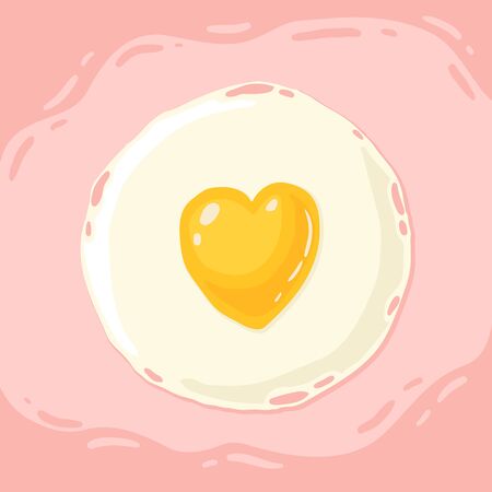 Fried egg with yolk in the shape of heratのイラスト素材