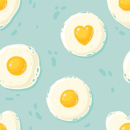 cartoon pattern of the fried eggs in the different shapesのイラスト素材