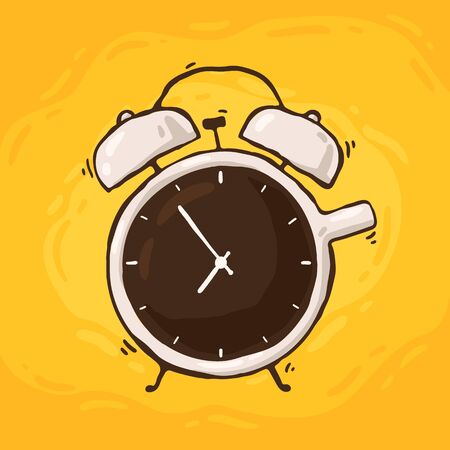 Coffee cup in the shape of alarm clockのイラスト素材