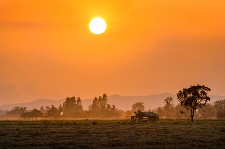 Sun and mountainsの写真素材