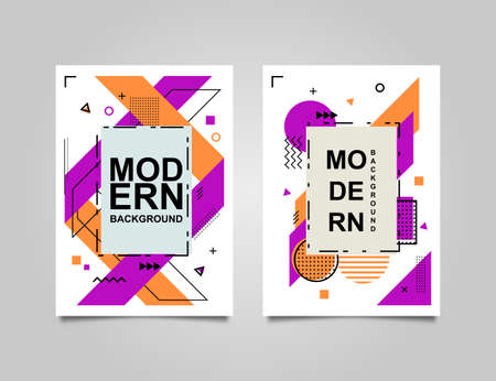 Trendy geometric design. Set of trendy memphis design. colorful geometric background design. Applicable for flyer, brochure, cover, magazine, book, banner, etc.のイラスト素材