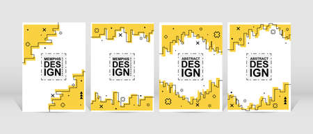 Trendy geometric design. Set of trendy memphis design. Simple and minimalist geometric background design. Applicable for flyer, brochure, cover, magazine, book, banner, etc.のイラスト素材