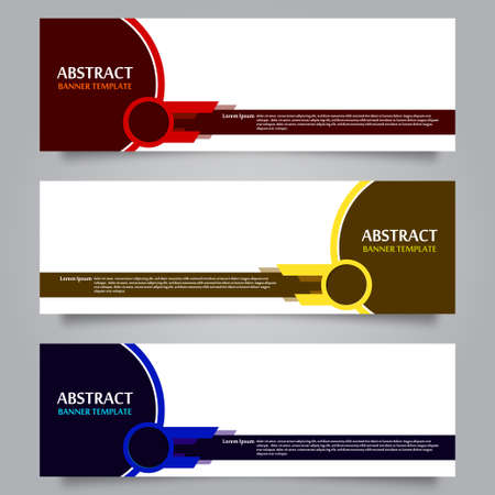 Set of Horizontal Abstract Banner Template. Modern Horizontal Banner. Header Template.のイラスト素材