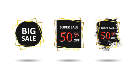 Sales Label. Sale and Special Offer Tag, Price Tag. Black and Elegant Sales Label.のイラスト素材