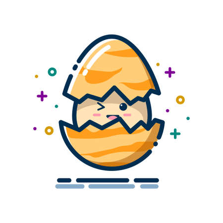 Egg Hatch Illustration with a Smile Expression. Smiling Egg Hatch. The Baby Smiles in a Shell and Winksのイラスト素材