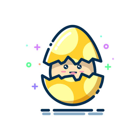 Egg Hatch Illustration with a Smile Expression. Smiling Egg Hatch. The Baby Smiles in a Shellのイラスト素材