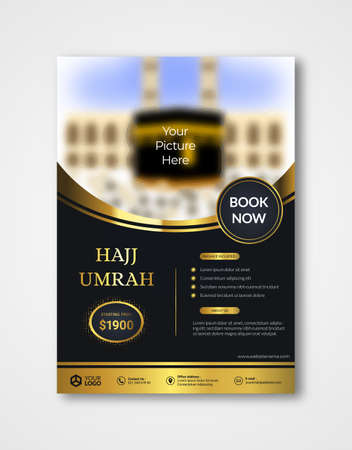 Luxury Hajj and Umrah design template. Islamic design vector illustration for banner, flyer, brochure, poster, and background.のイラスト素材