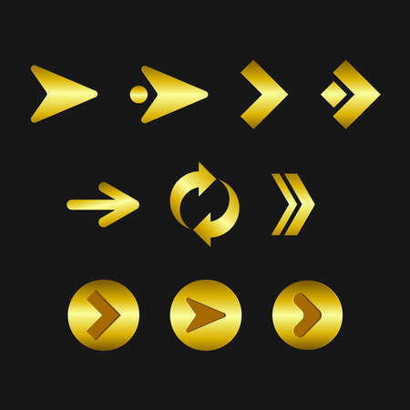 Infographic collection with modern golden arrow template for business concept and web banner.のイラスト素材