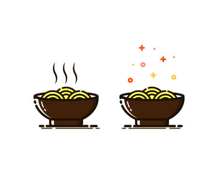 Noodles Icon in MBE Style. Noodles or Ramen for Logo or Menu Background Decorationのイラスト素材