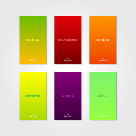 Beautiful color gradient of fruit. Set of social media post template with colorful backgroundのイラスト素材