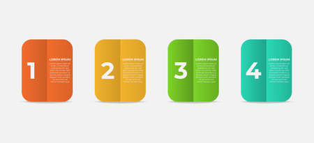 Colorful book paper style of  infographic template with 4 steps. Vector business template for presentation. Creative concept for infographic. Suitable for workflow, annual report, graph, layoutsのイラスト素材