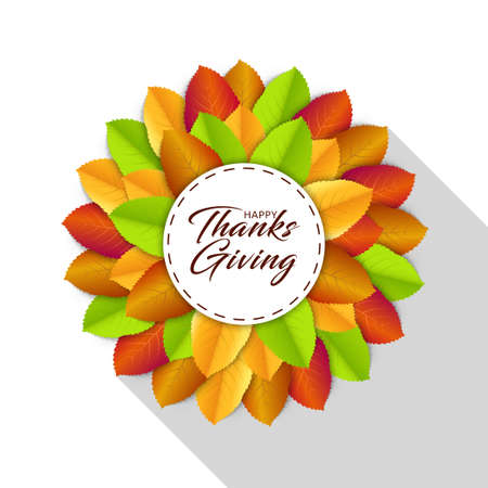 modern happy thanksgiving day background with autumn leaves. bouquet of autumn leaves.のイラスト素材