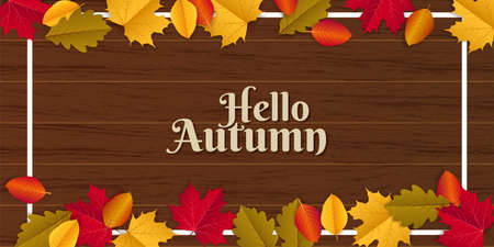Autumn seasonal holiday illustration with black wood backgroundのイラスト素材