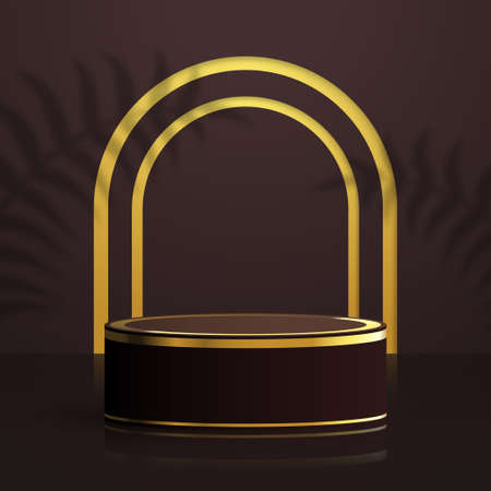 Luxurious 3D product podium with gold decoration. Charming product podiumのイラスト素材