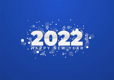 2022 happy new year background. Calendar header 2022 number with snowflakes and blurry glitter...