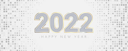 Elegant 2022 calendar header with the golden outline on abstract background. Luxury concept of happy...