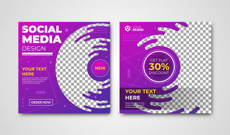 Trendy editable social media banner. Set of modern advertisement post template. Stylish design. Suitable for fashion post content, sale banner, adのイラスト素材