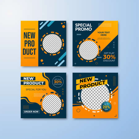 Trendy editable social media banner. Set of modern advertisement post template. Stylish design. Suitable for fashion post content, culinary, food and beverages, digital marketing, sale promotionのイラスト素材