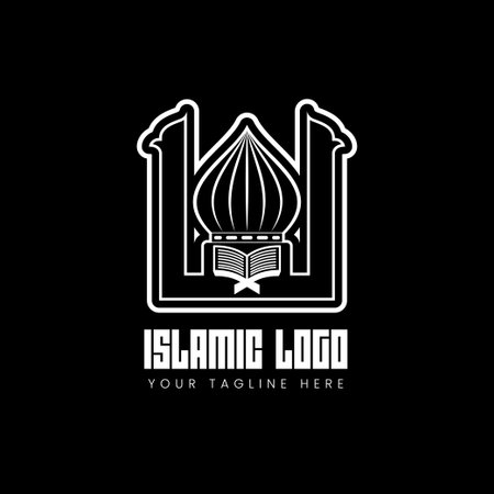 Minimalist Islamic logo design. Mosque and The Quran vector illustration for the Muslim logo conceptのイラスト素材
