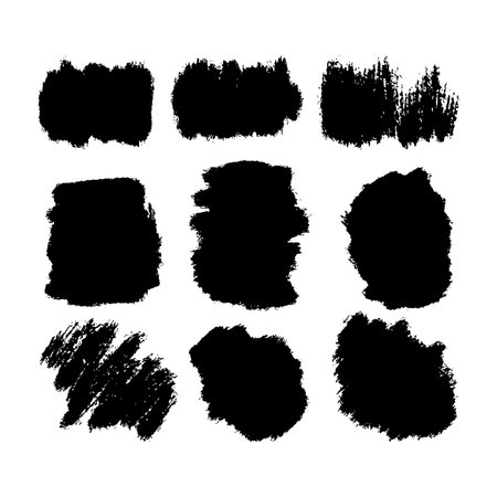 Set of grunge brush strokes. Abstract dirty black ink splatter textureのイラスト素材
