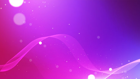 Abstract purple and pink gradient waves background. Glowing lines with glitter particlesのイラスト素材