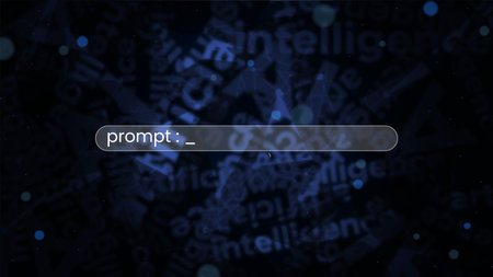Search bar concept with prompt word for artificial intelligence illustration on the scattered text background. Ready to use the command prompt barのイラスト素材