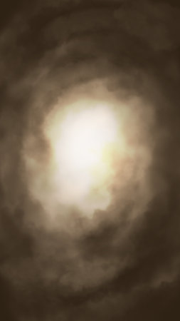 Swirl overcast background with light in the middle. Dramatic stormy painting. Photography studio backdrop for a portraitの写真素材