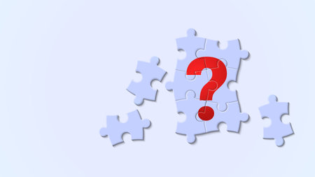 The question mark is in a jigsaw puzzle style. Concept of Question and Answer and solutions in solving problemsのイラスト素材