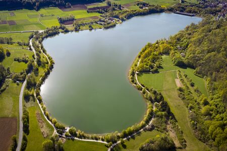 Aerial view of Happurger Stausee
