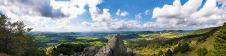 Panoramic view from Pferdskopf mountain in Rhoen on summer dayの写真素材