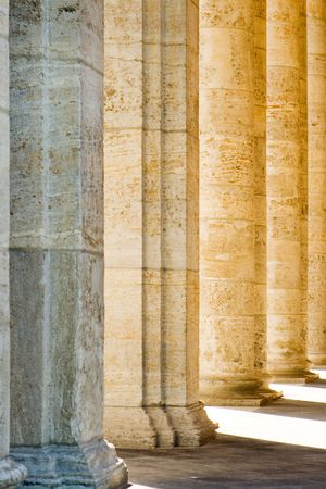 Columns in evening sunlightの写真素材