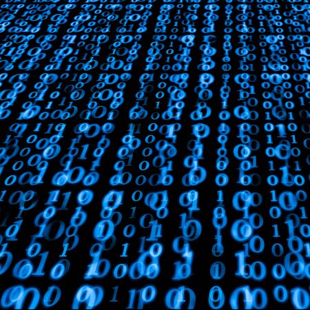 Binary numbers in blue going into the distanceの写真素材